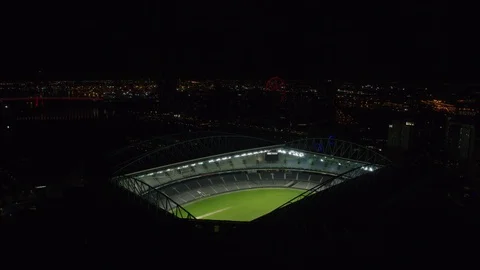 empty football stadium night