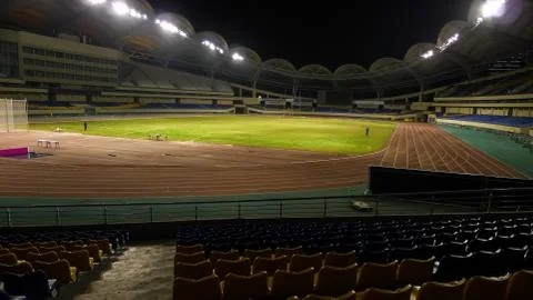The empty stadium at night Stock Photos