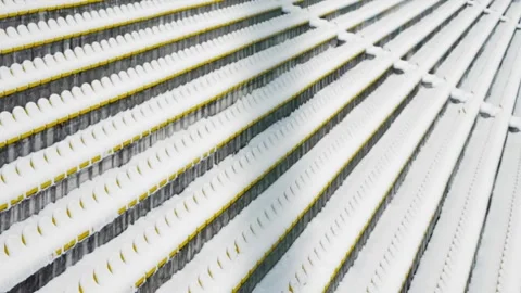 Empty Stadium Seating After Snowfall Stock Footage 340483456
