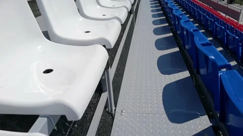 Empty stadium seats. Event chair consruction Stock Footage 155791236