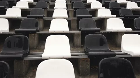 Empty stadium seats in rainy day Stock Footage 162970464