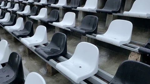 Empty stadium seats in rainy day Stock Footage 162970525