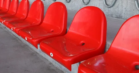 Empty stadium spectator seats before a game Stock Footage 98662979
