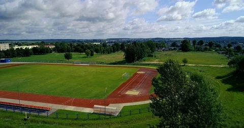 Empty stadium without people. Aerial Stock Footage 99033453