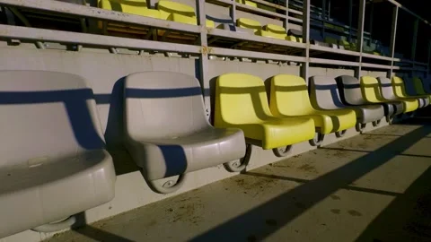 Empty stadium without people. stadium seats close-up. Rows of vacant stadium Stock Footage 306060853