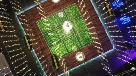 Empty stage and dance floor at night dance floor aerial view from above Stock Footage 196917940