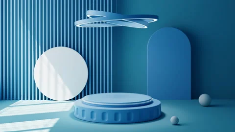Empty stage and interior geometric architecture, 3d rendering. Stock Footage 234716080
