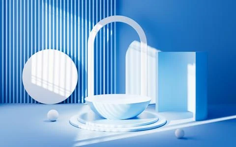 Empty stage and interior geometric architecture, 3d rendering. Stock Illustration