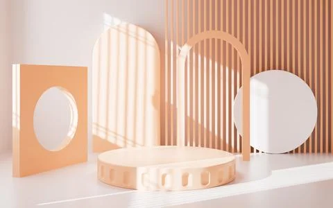 Empty stage and interior geometric architecture, 3d rendering. イラスト素材