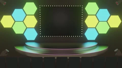 Empty stage and lights 3d animation Video stock 303759538