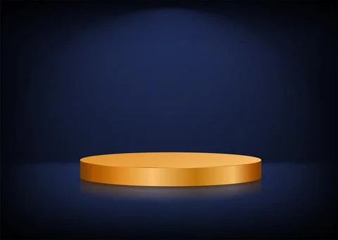 Empty stage background. Golden round podium for presentation. Vector illustra Illustrazione stock