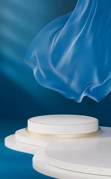 Empty stage with blue Chinese style background, 3d rendering. Stock Illustration