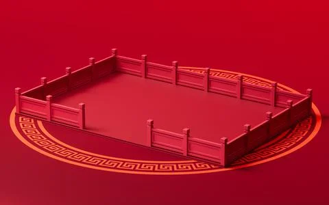 Empty stage with Chinese background, 3d rendering. Stock Illustration
