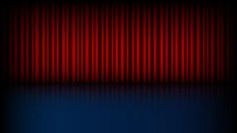 Empty stage with closed red theater curtain, vector illustration Stock Illustration