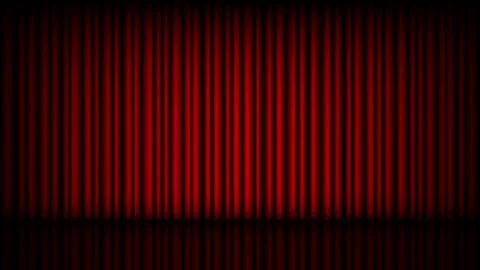 Empty stage with closed red theater curtain, vector illustration Stock Illustration