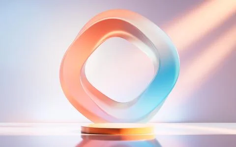 Empty stage with creative curve geometries, 3d rendering. Ilustración de archivo