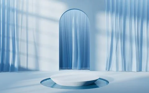 Empty stage with geometry interior background, 3d rendering. Stock Illustration