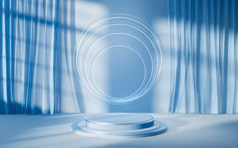 Empty stage with geometry interior background, 3d rendering. Stock Illustration