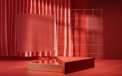 Empty stage with geometry interior background, 3d rendering. Stock Illustration