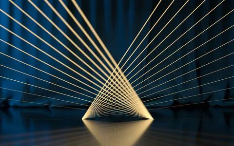 Empty stage with glowing neon lines, 3d rendering. Stock Illustration