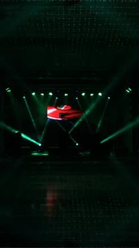 Empty Stage with Green Lights 스톡 사진
