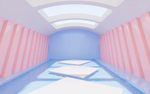 Empty stage with interior architecture, 3d rendering. 库存插图