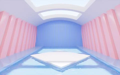 Empty stage with interior architecture, 3d rendering. Stock Illustration