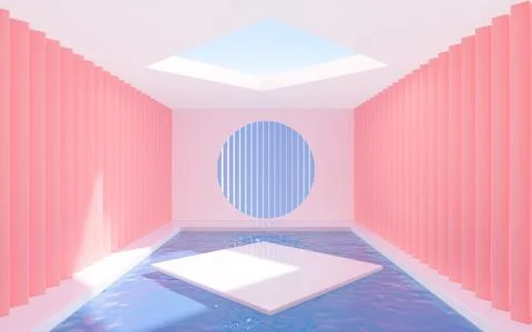 Empty stage with interior architecture, 3d rendering. Stock Illustration