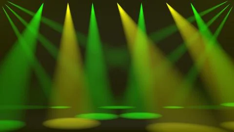 Empty stage with multiple green and yellow spots Stock Illustration