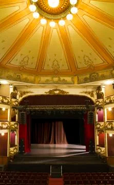 Empty stage of an old theater Stock Photos