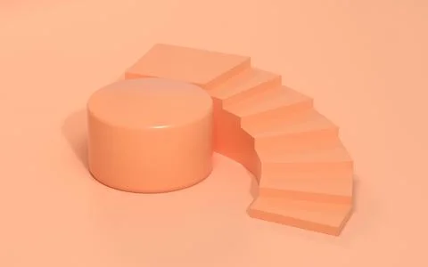 Empty stage with orange background, 3d rendering. Illustrazione stock