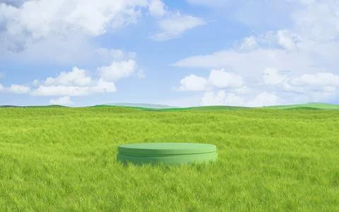 Empty stage with outdoor background, 3d rendering. Illustrazione stock