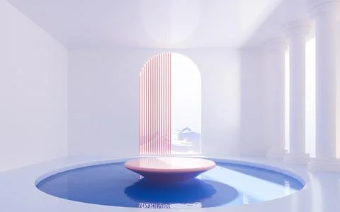 Empty stage in the room, 3d rendering. Illustrazione stock