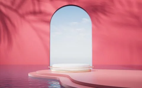 Empty stage with round door background, 3d rendering. 스톡 일러스트