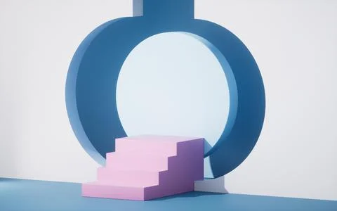 Empty stage with round door background, 3d rendering. Stock-Illustration