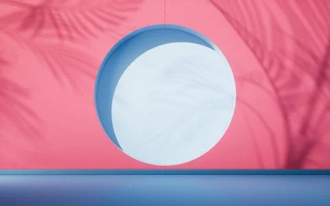 Empty stage with round door background, 3d rendering. Stock Photos