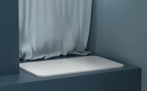 Empty stage with soft curtain background, 3d rendering. Stock Illustration