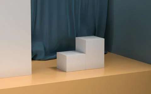 Empty stage with soft curtain background, 3d rendering. Stock Illustration