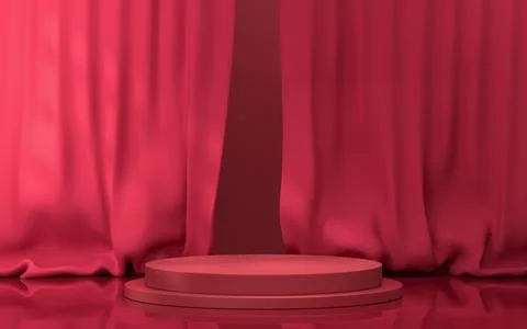 Empty stage with soft curtain background, 3d rendering. Stock Illustration