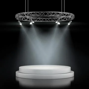 Empty stage in spot lights 库存插图