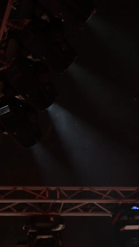 An empty stage of the theater, lit by spotlights and smoke Stock Footage 339024976