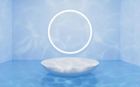 Empty stage with water scene, 3d rendering. Stock Illustration