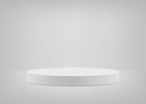Empty stage white background round podium for presentation. Vector illustrati Illustrazione stock