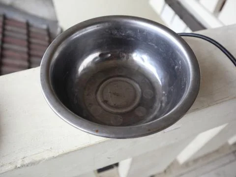Empty stainless bowl Stock Photos