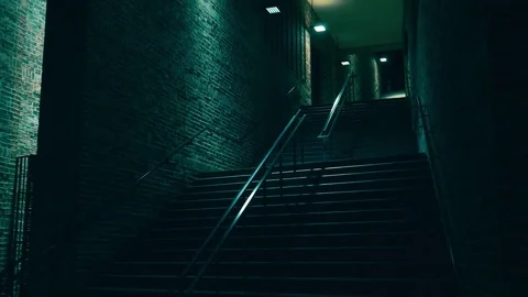 Empty stairs in darkness. Stock Footage 79833350