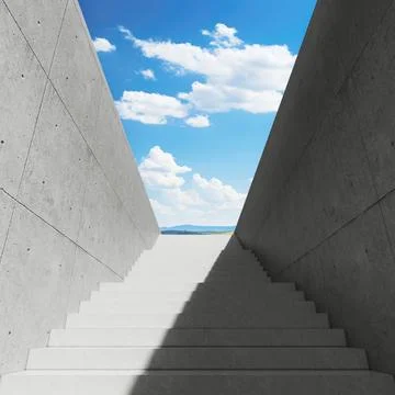 Empty Stairway in Abstract Building. 3d Rendering Ilustración de archivo