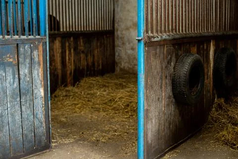 An empty stall in the stable Stock Photos