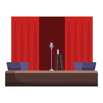 Empty stand up comedy stage with microphone and stool awaiting performer Stock Illustration