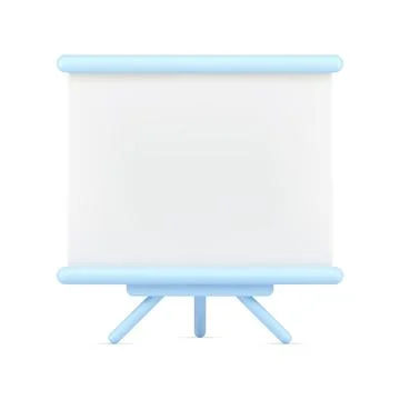 Empty stand on tripod 3d icon. White board for presentation and projector Illustrazione stock