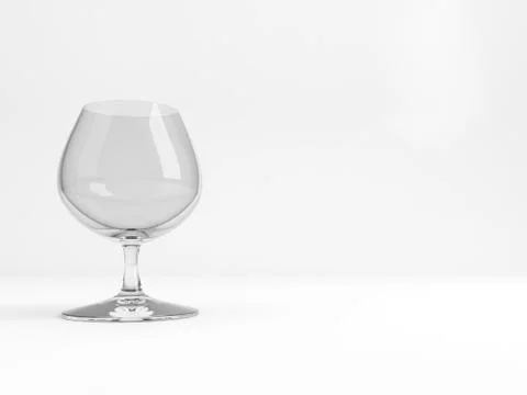 Empty standard brandy balloon glass, 3d Ilustración de archivo